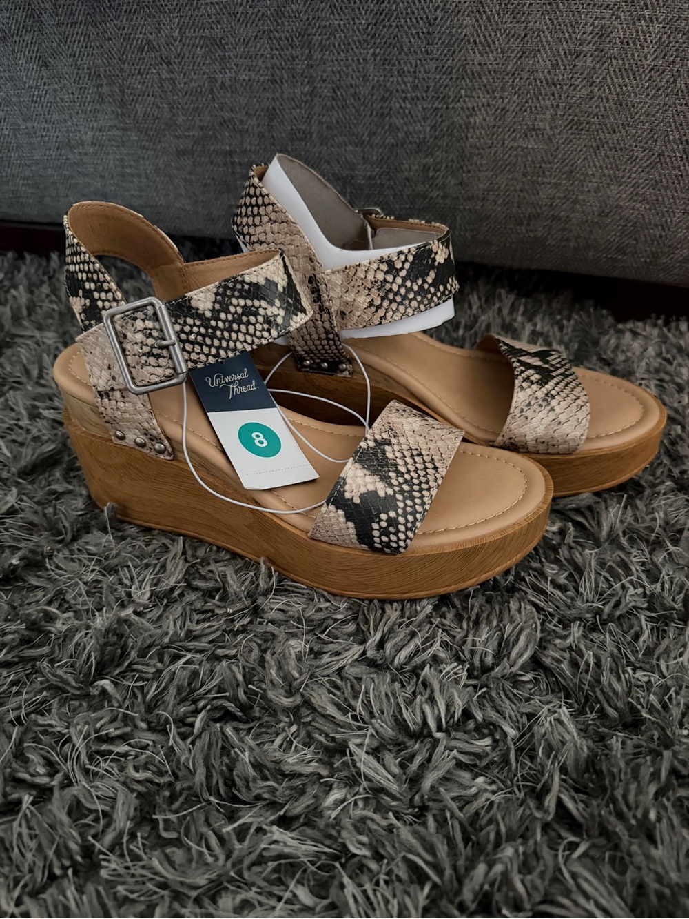 Snake-Print Wedge Sandals (NWT)